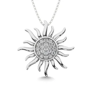 10K White Gold 1/10 Ct.Tw.Diamond Sun Pendant