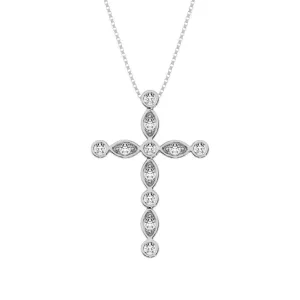 10K White Gold 1/6 Ct.Tw. Diamond Cross Pendant