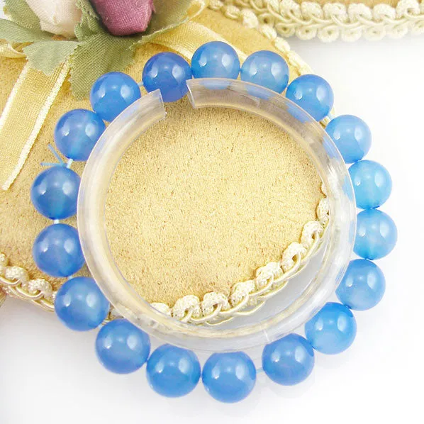 10mm Natural Blue Chalcedony Stretch Bracelet