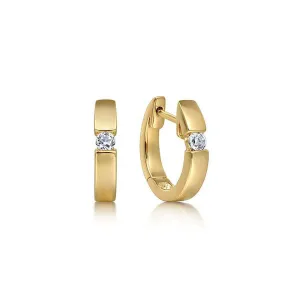 14K Yellow Gold White Sapphire Huggie Earrings - EG584Y4JWS