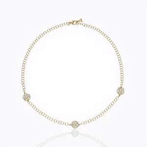 18K Daisy Chain with rose cut white sapphire