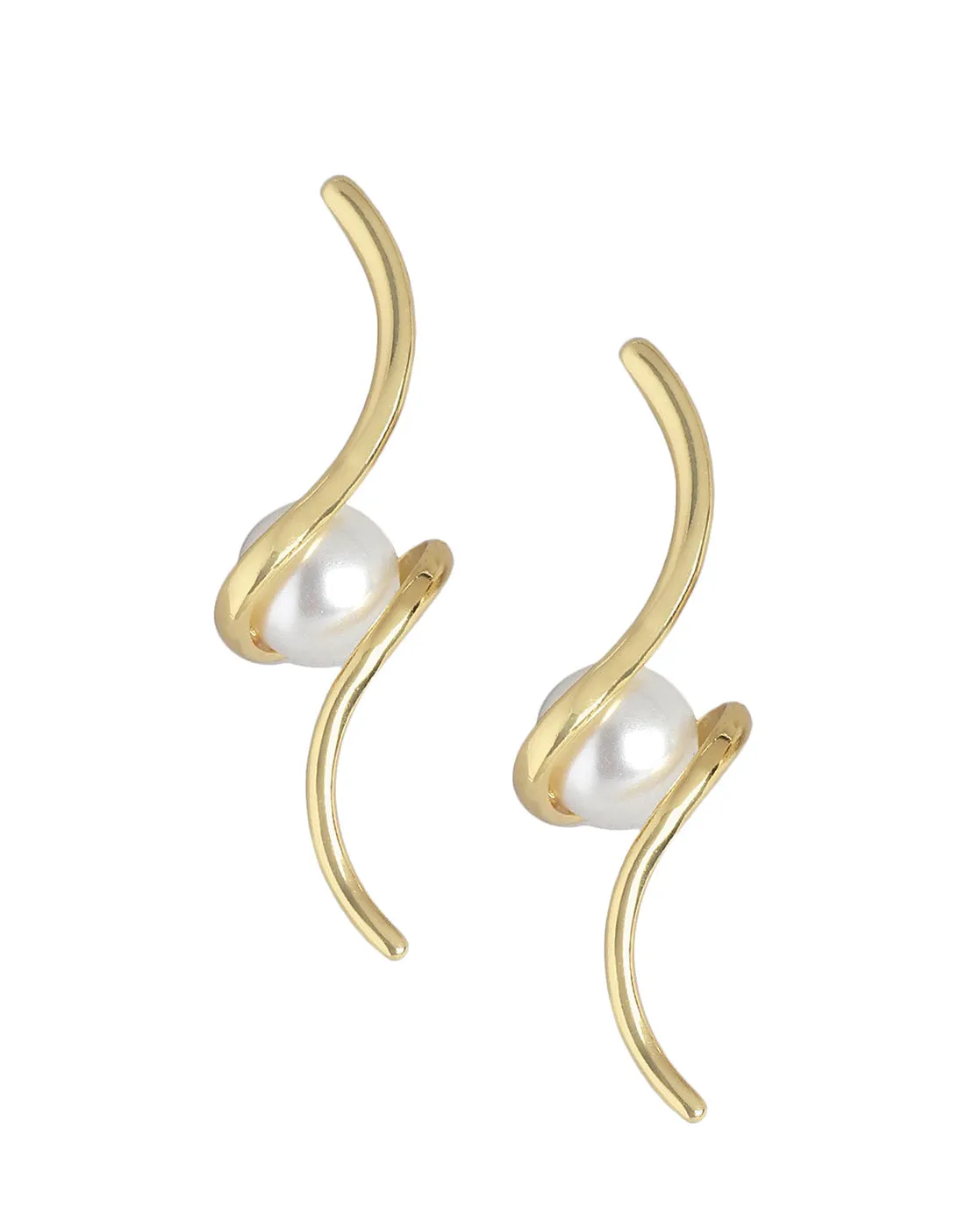 18Kt Gold Plated With Cz Contemporary Stud Earring