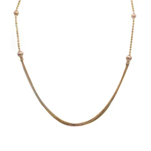 22K Multi Tone Gold Ball Chain W/ Rose Gold Balls & Draped Chains, 11gm