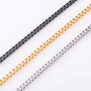 3 mm Silver/Gold/ Black Tone  Women and Men Box Necklace Chain 316L Stainless Steel Necklace For High Quality Jewelry Chain