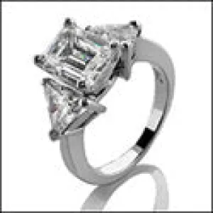 3 Stone Emerald Trillion Cubic Zirconia Cubic Zirconia Cz Ring