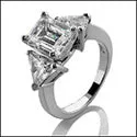 3 Stone Emerald Trillion Cubic Zirconia Cubic Zirconia Cz Ring