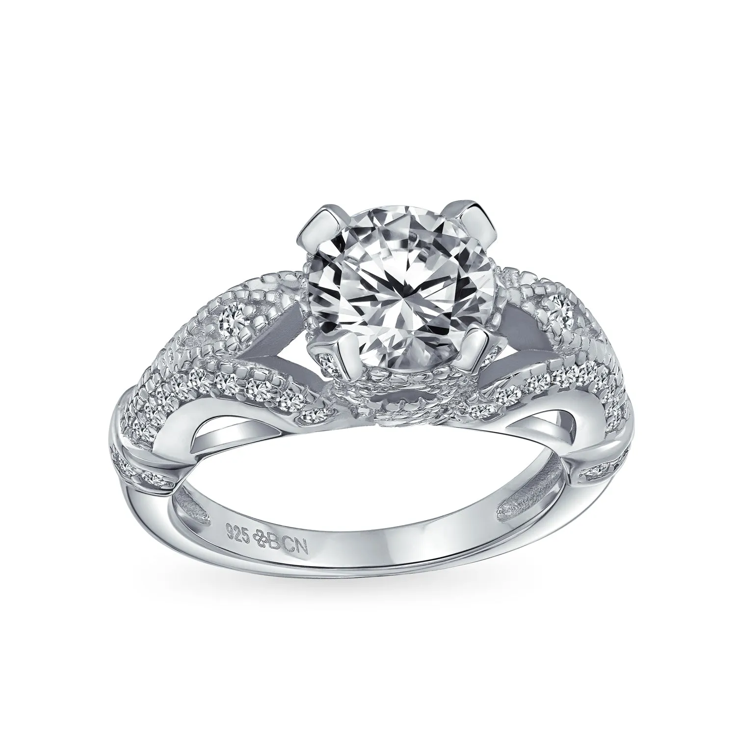 3CT Solitaire .925Sterling Silver Filigree AAA CZ Engagement Ring