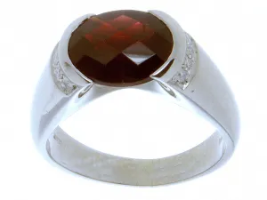 4.50ct Garnet & Diamond Ring in 18K White Gold