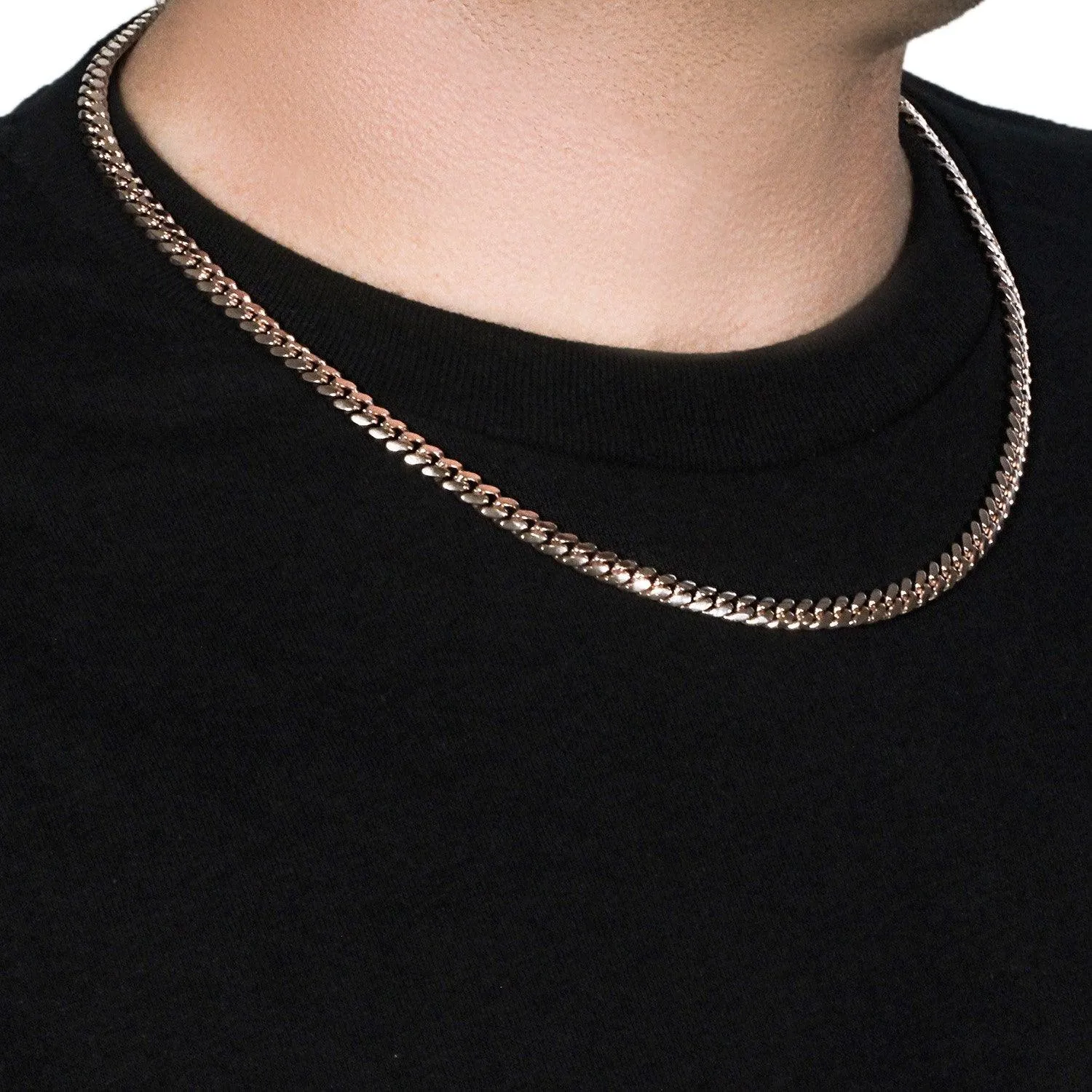 6.0mm 14k Rose Gold Classic Miami Cuban Solid Chain