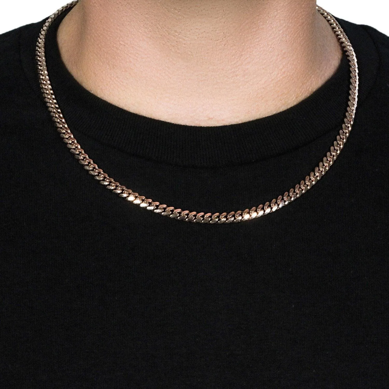 6.0mm 14k Rose Gold Classic Miami Cuban Solid Chain