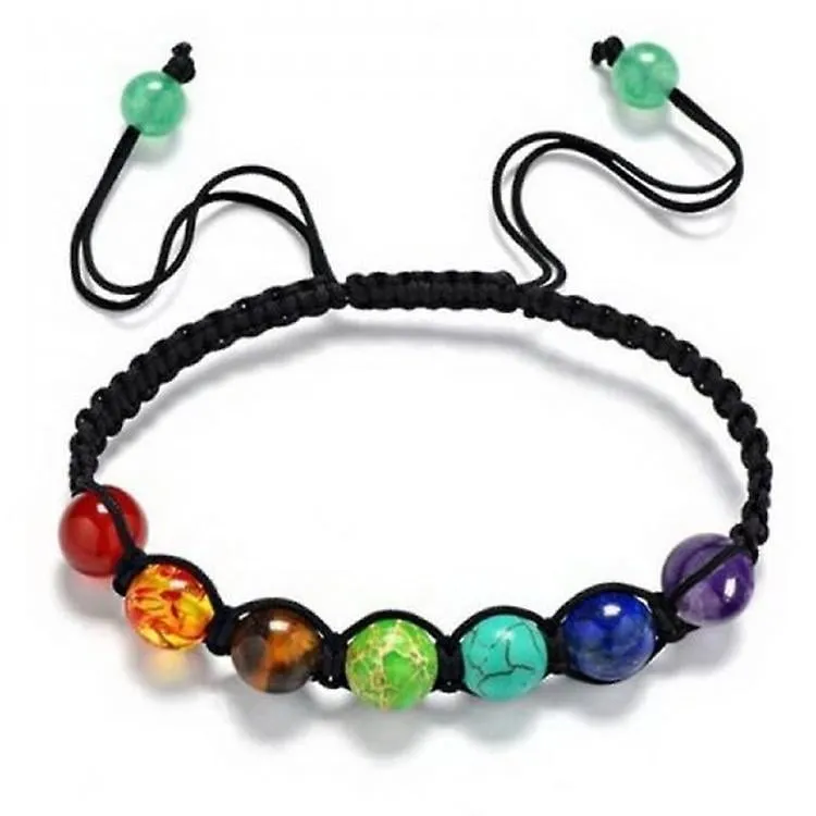 7 Chakra Bracelets Natural Healing Stones Beads Bracelets Adjustable Cord Energy Bracelets