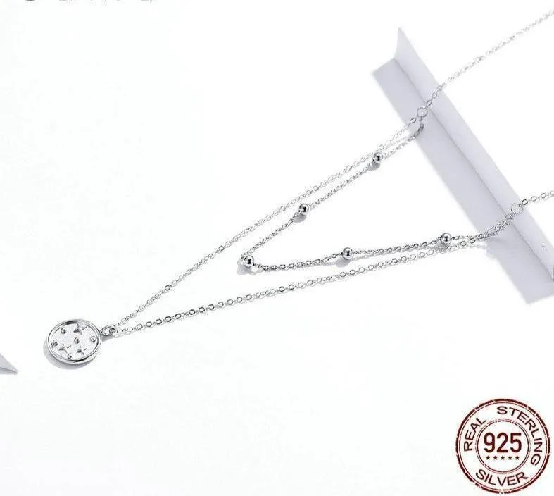 925 Sterling Silver Necklaces Charm Jewelry Chain Star SCN365