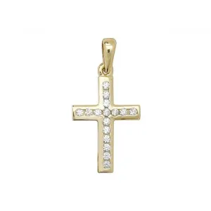 9ct Yellow Gold Cross Zirconia Pendant PN088