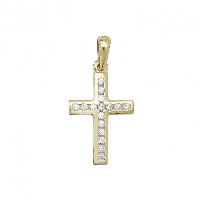 9ct Yellow Gold Cross Zirconia Pendant PN088