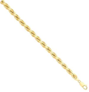 9ct Yellow Gold Solid 7.5mm 22 Inch Rope Necklace 105.0g