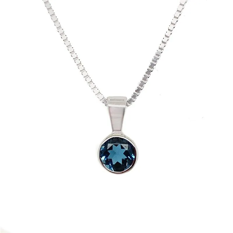 9K White Gold Blue Topaz Pendant