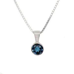 9K White Gold Blue Topaz Pendant