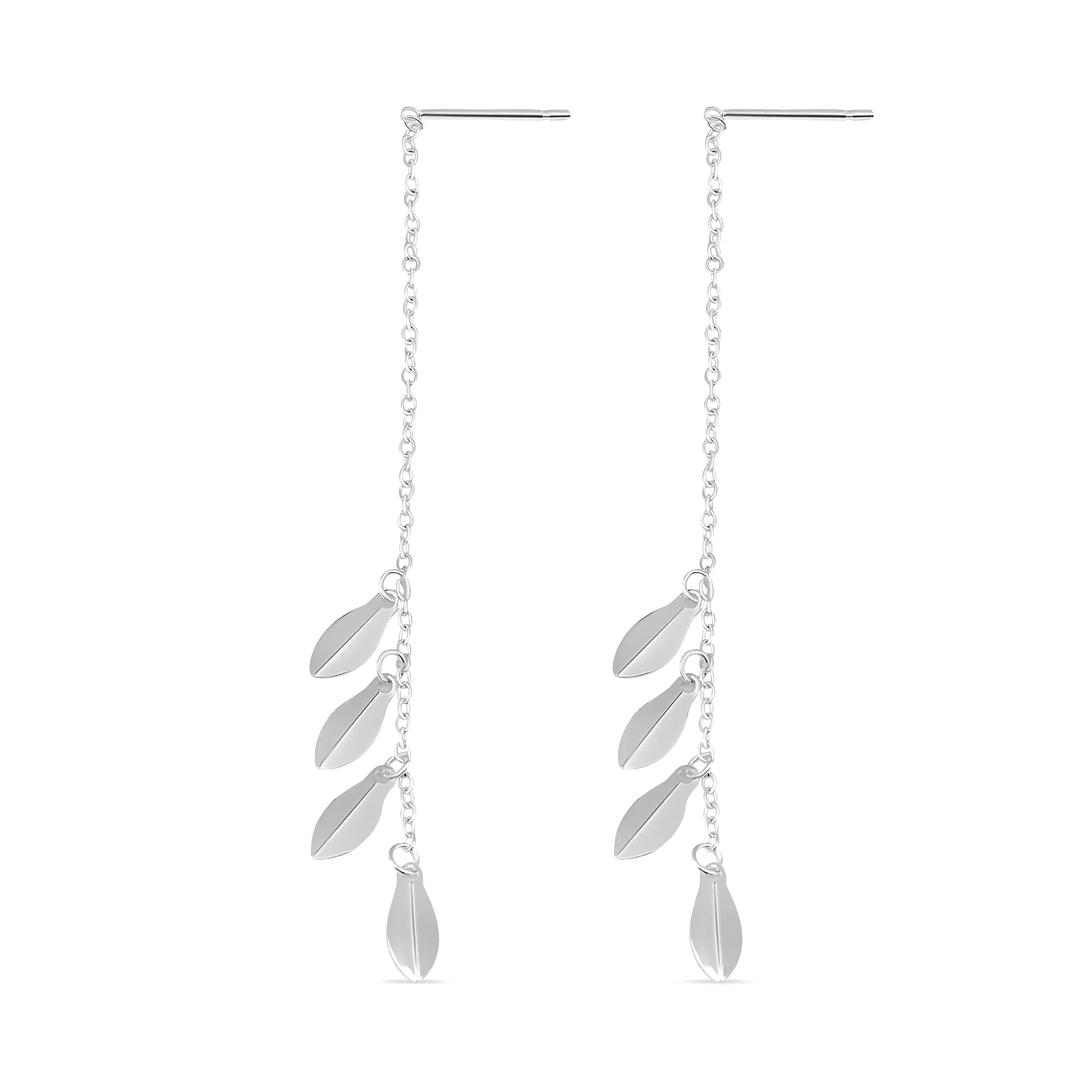 Accessorize London Women's 925 Sterling Silver Hallmark Leaf Drop Threader Earrings