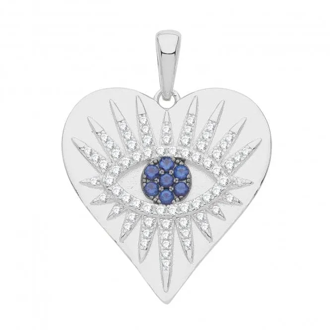 Acotis Silver Pendant Rhodium Evil Eye Heart G61095