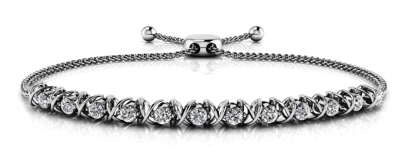 Adjustable X Link Diamond Bracelet with 0.74 ct.(finished) 2.6mm