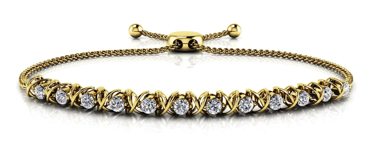 Adjustable X Link Diamond Bracelet with 0.74 ct.(finished) 2.6mm