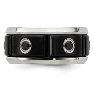 AELIANUS Black Titanium Ring with Black Spinel Setting and polished Edges by Edward Mirell - 11 mm