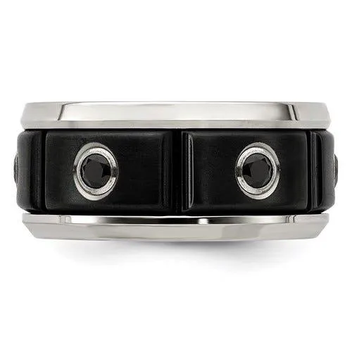 AELIANUS Black Titanium Ring with Black Spinel Setting and polished Edges by Edward Mirell - 11 mm