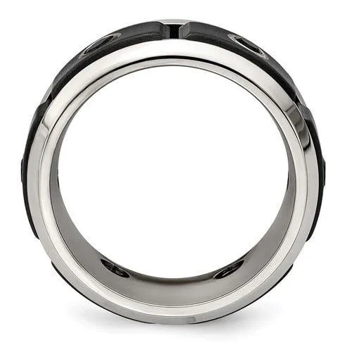 AELIANUS Black Titanium Ring with Black Spinel Setting and polished Edges by Edward Mirell - 11 mm