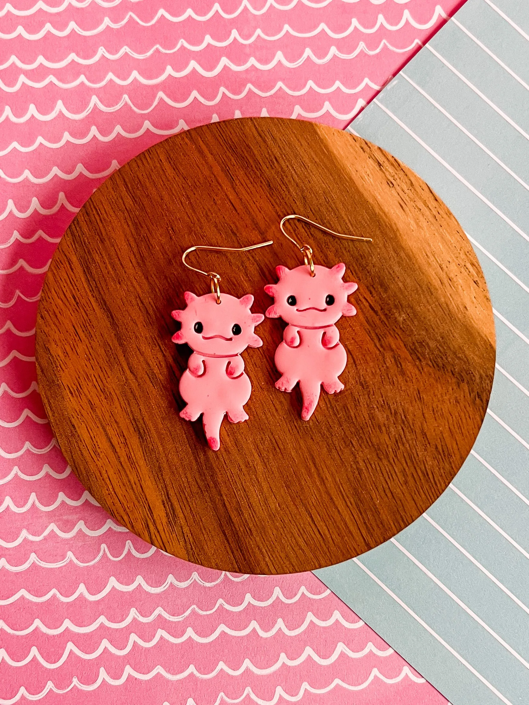 Alice the Axolotl Earrings | Clay Earrings