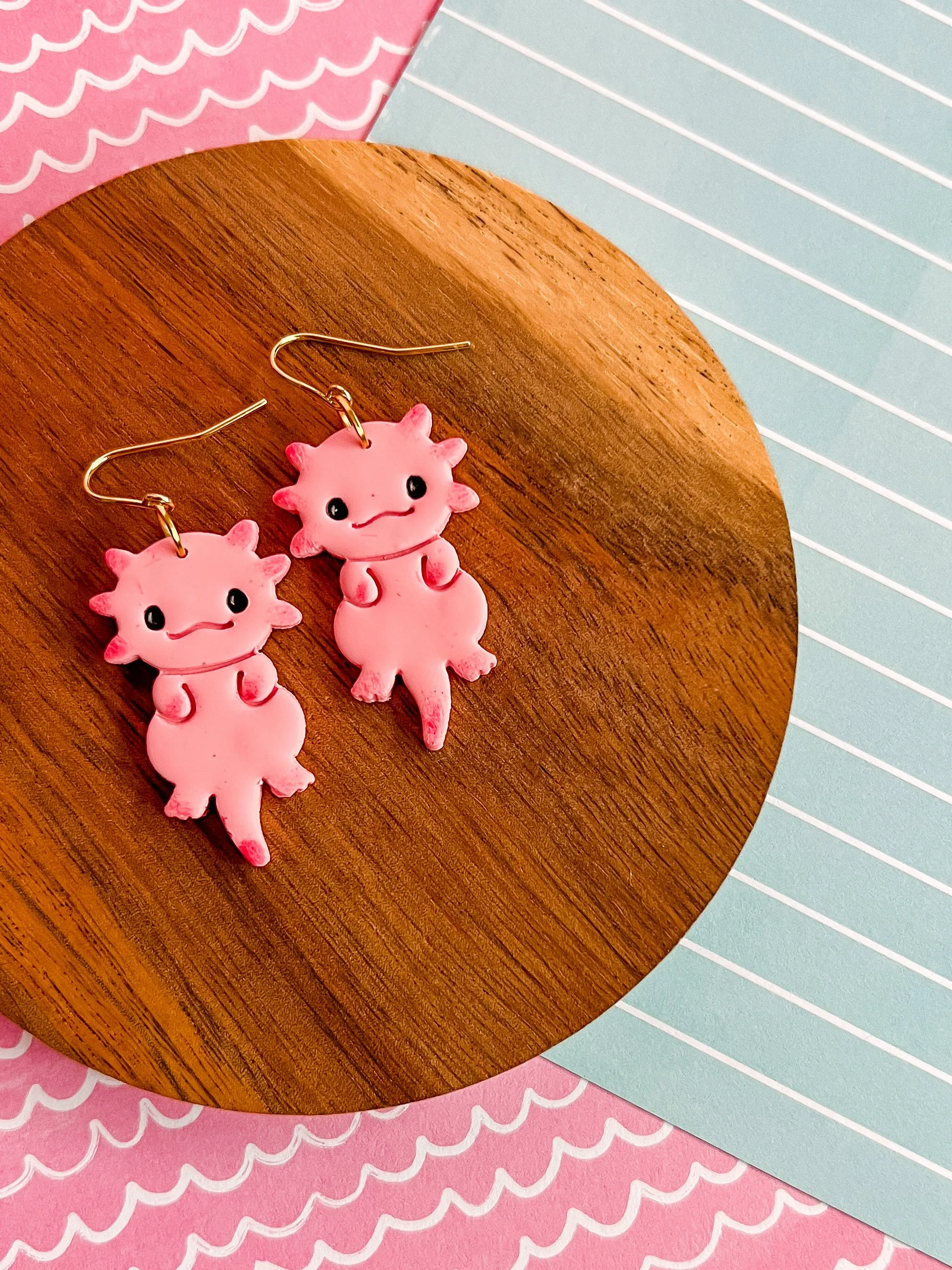 Alice the Axolotl Earrings | Clay Earrings