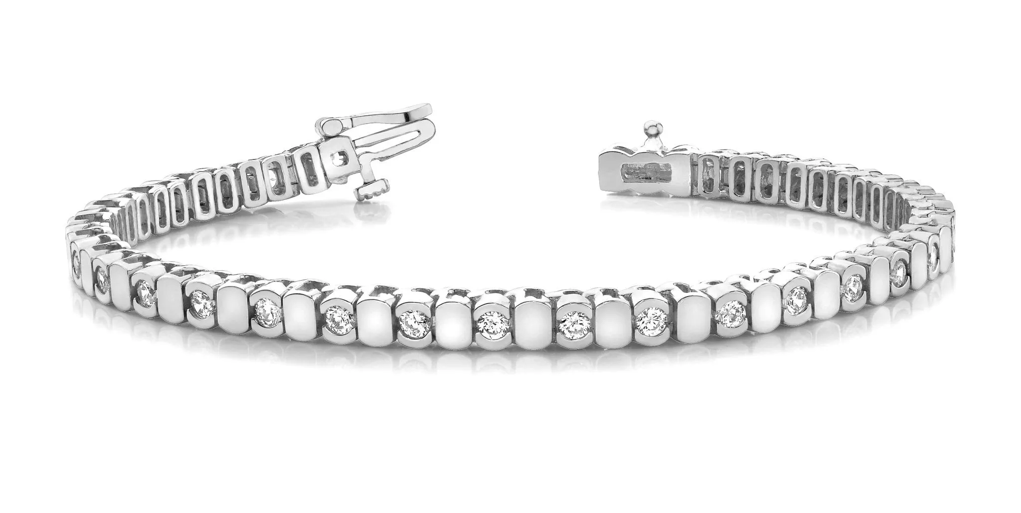 Alternating Bezel Diamond Bracelet with 0.96 ct.(finished) 2.0mm