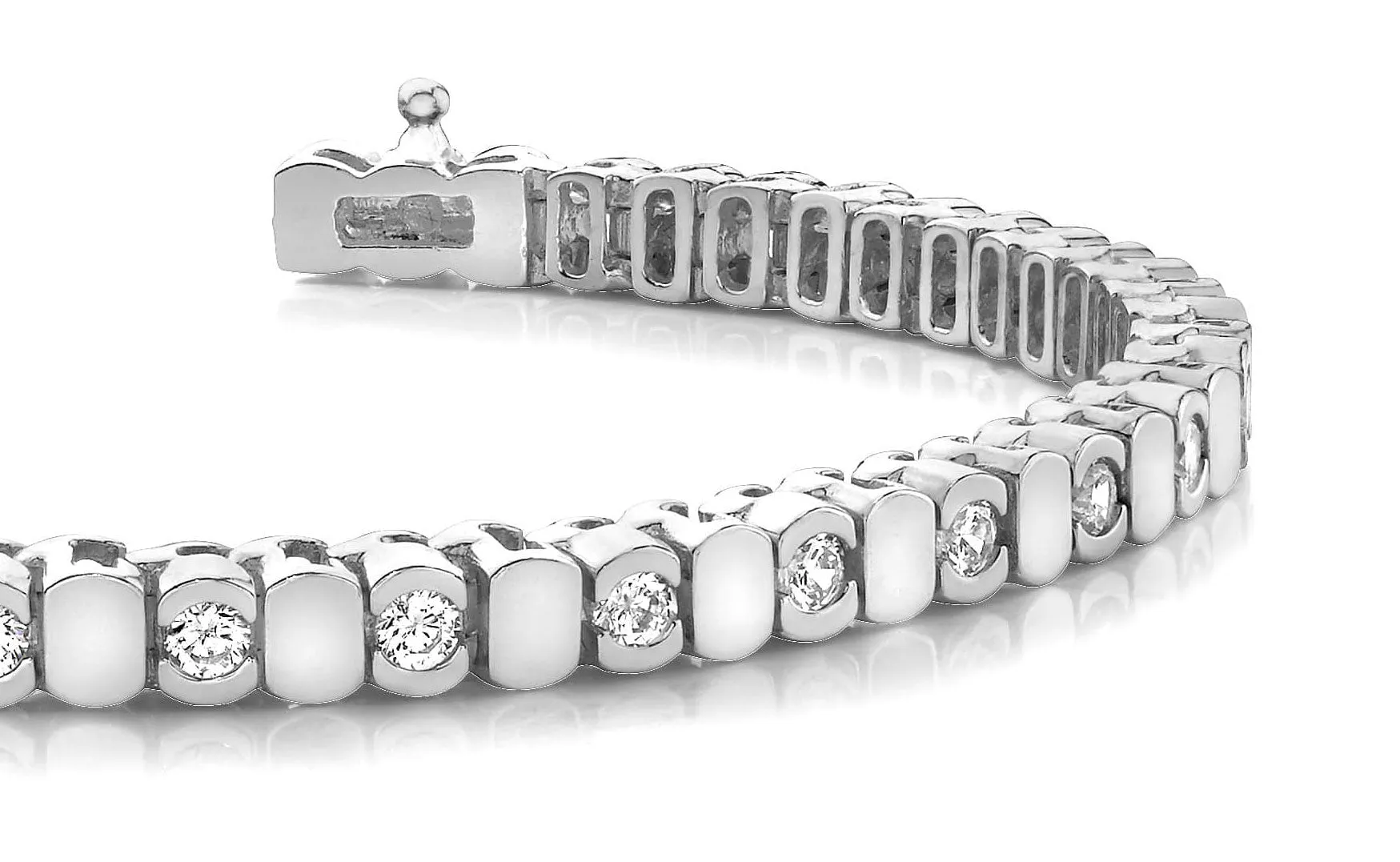 Alternating Bezel Diamond Bracelet with 0.96 ct.(finished) 2.0mm