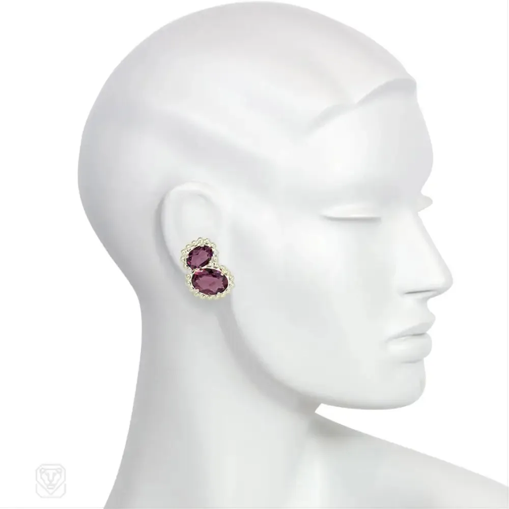 Amethyst Swarovski crystal earrings with beaded borders