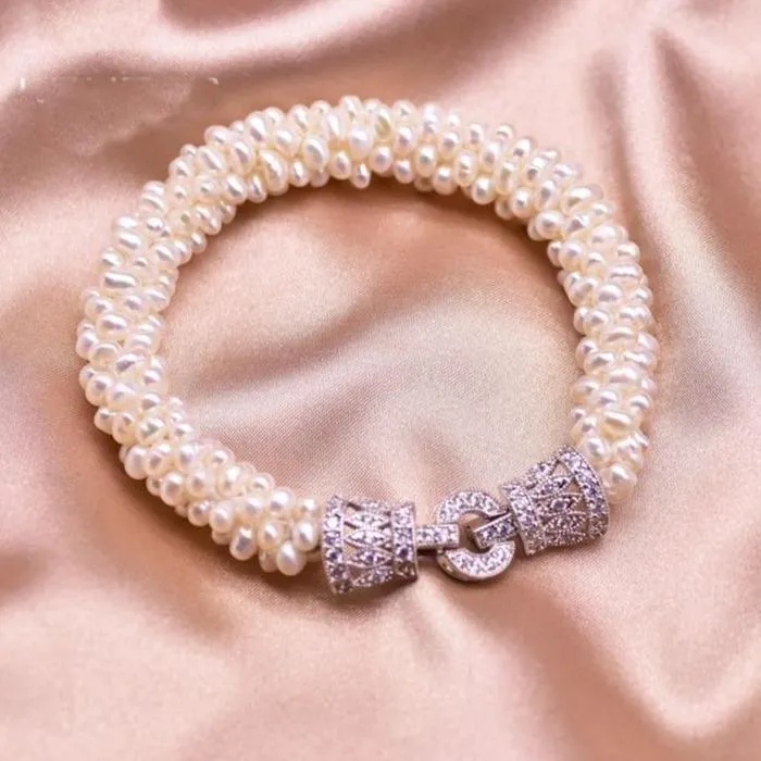 Angle Natural Freshwater White Pearl Bracelet For Women