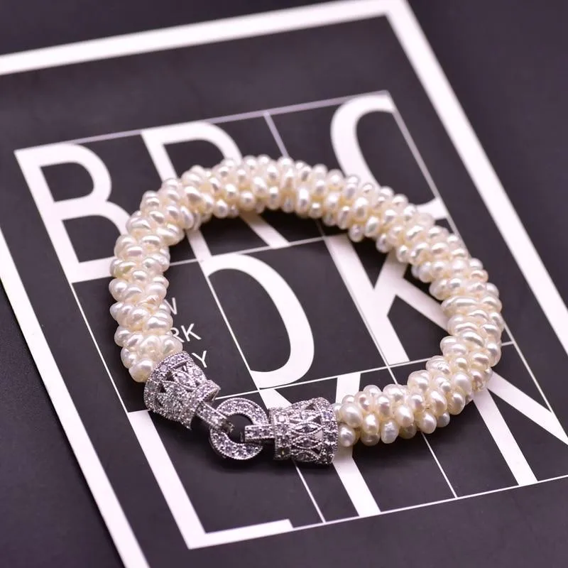 Angle Natural Freshwater White Pearl Bracelet For Women