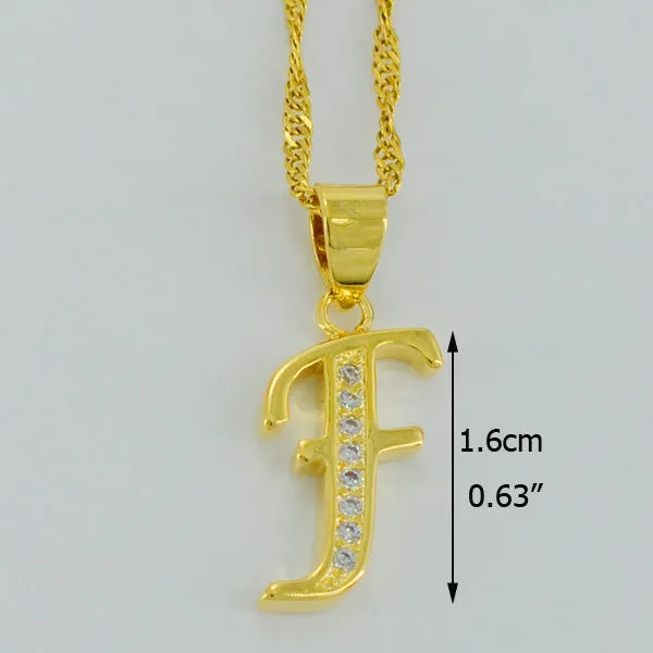 Anniyo Small Letters Necklace Gold Color Initial Pendant Chain 45cm for Women,Cubic Zirconia English Letter Jewelry Gift #040602