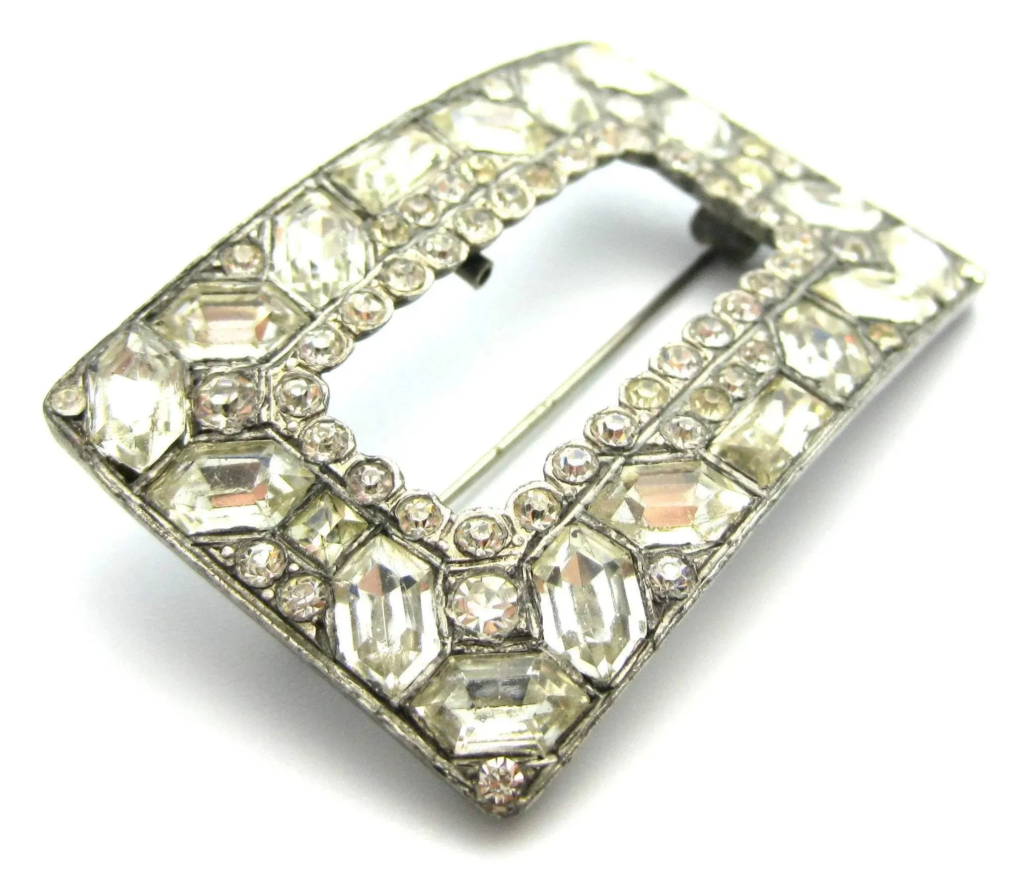 Antique Edwardian 1910 Sterling Silver Paste Brooch