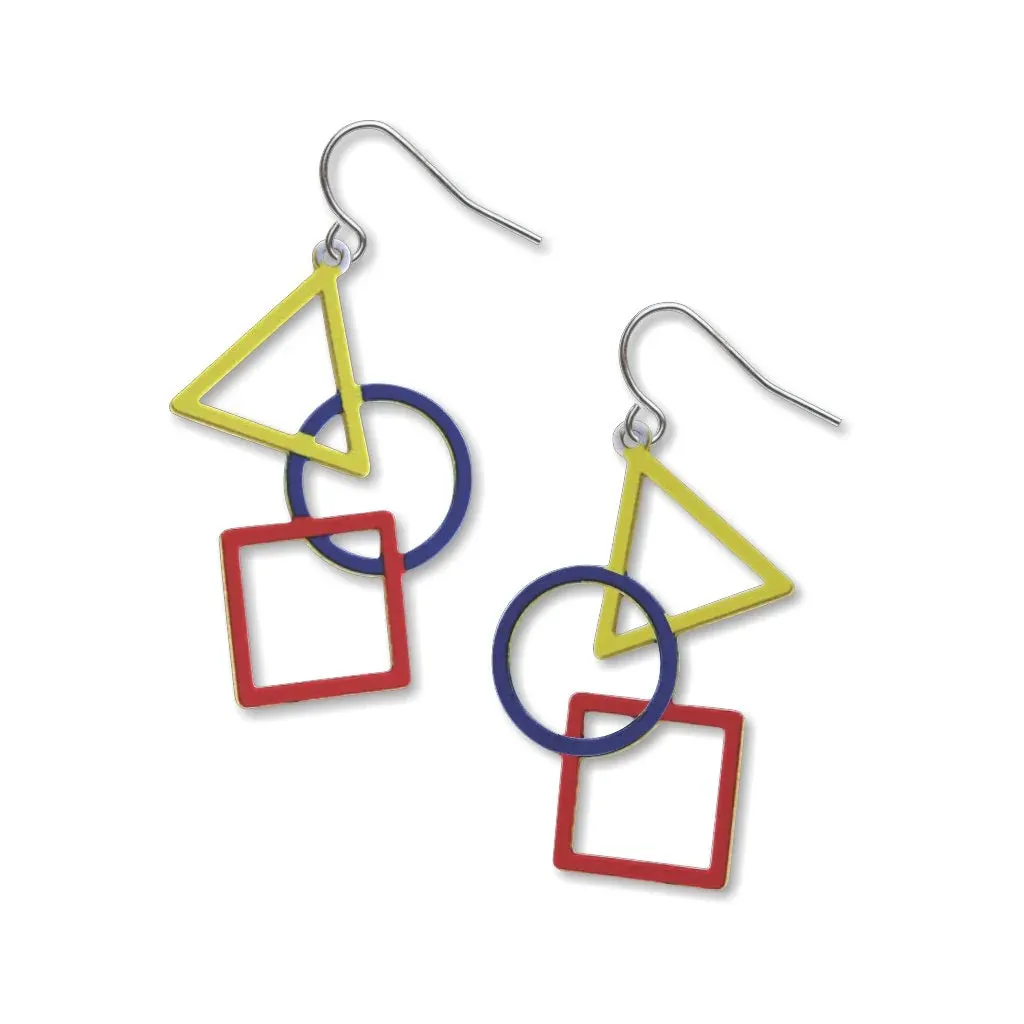 Art and Architectural Earrings Kandinsky - Triangle, Circle & Square