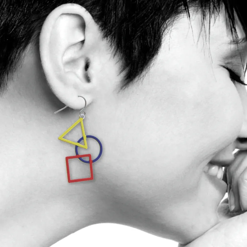 Art and Architectural Earrings Kandinsky - Triangle, Circle & Square