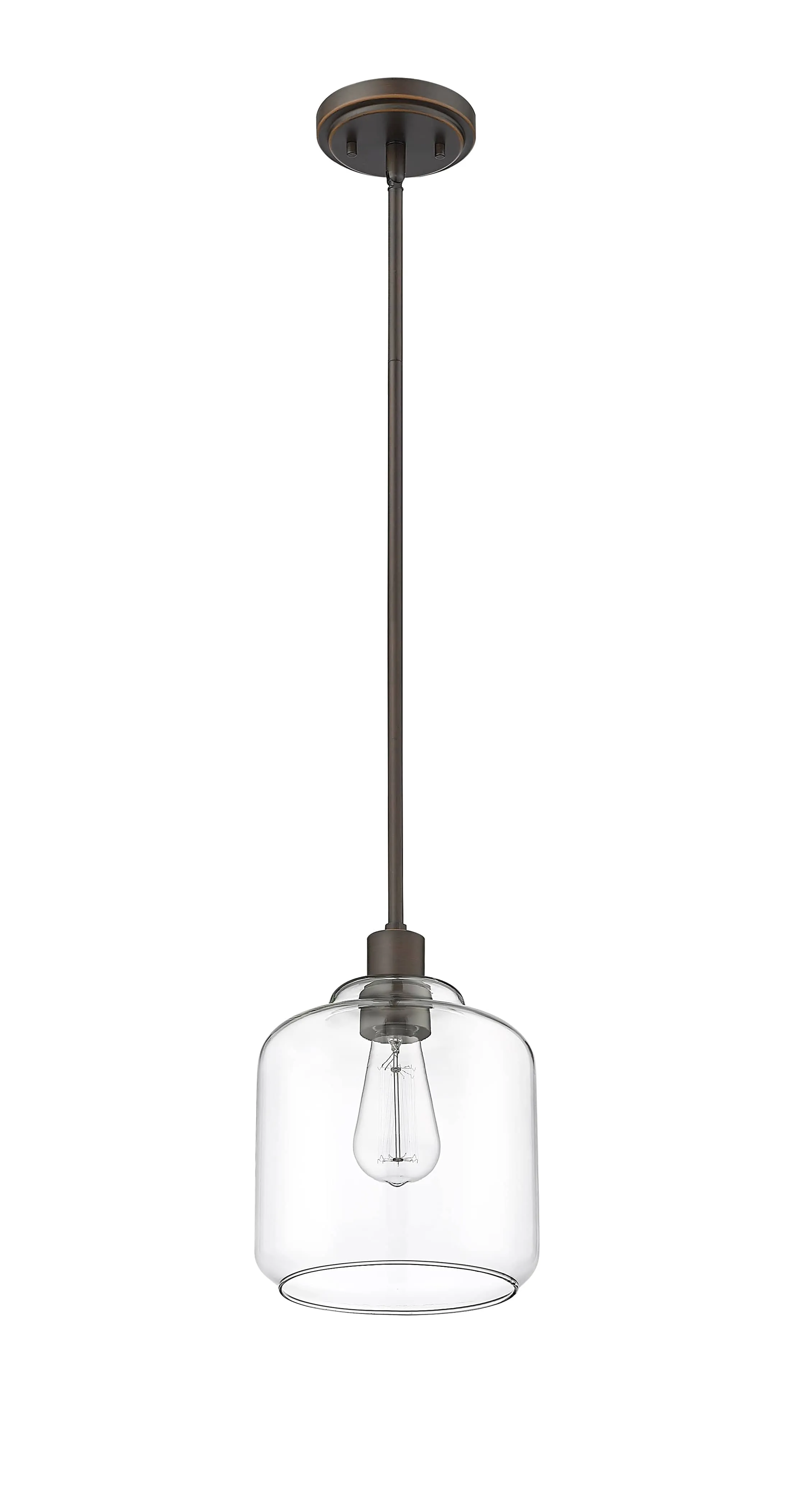 Asheville Mini-Pendant - Rubbed Bronze - Clear Glass - 8in. Diameter - E26 Medium Base