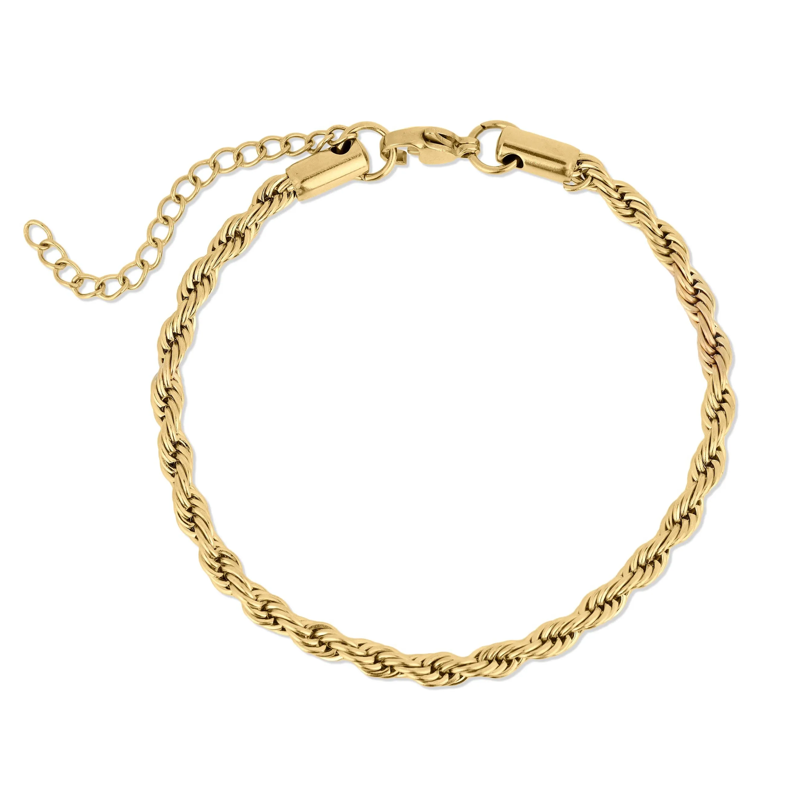 Ashley Gold Stainless Steel PVD Rope Chain Anklet