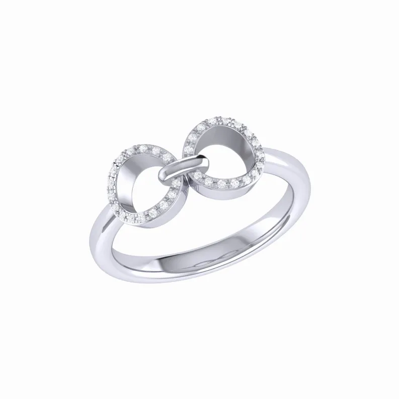 Binoculars Infinity Diamond Ring in Sterling Silver