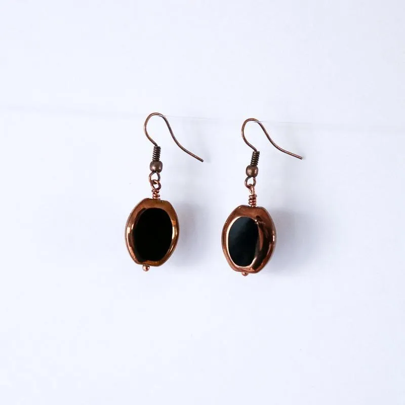 Black Soldered Oval Earrings