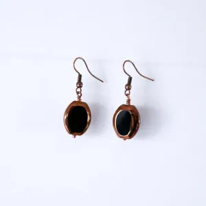 Black Soldered Oval Earrings