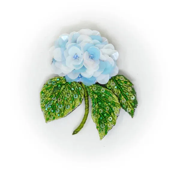 Blooming Hydrangea Hand-Embroidered Brooch Pin