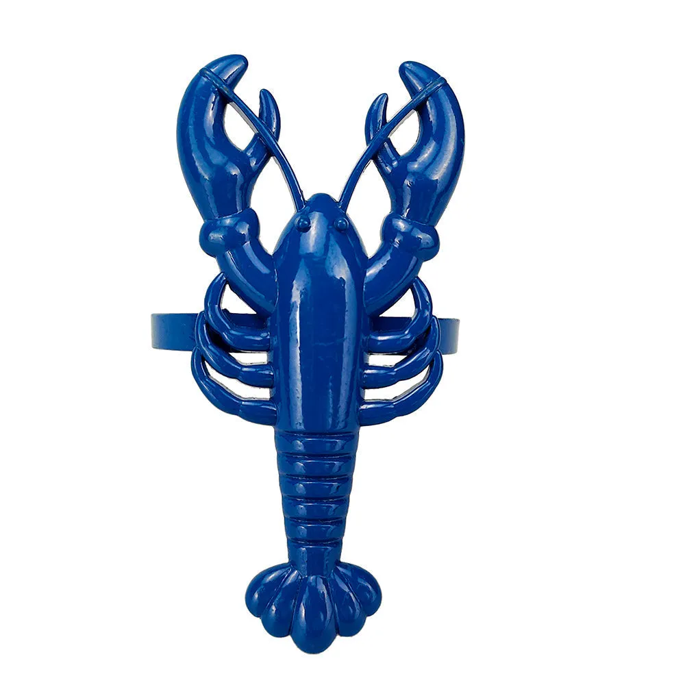 Blue Crustacean Napkin Ring Set