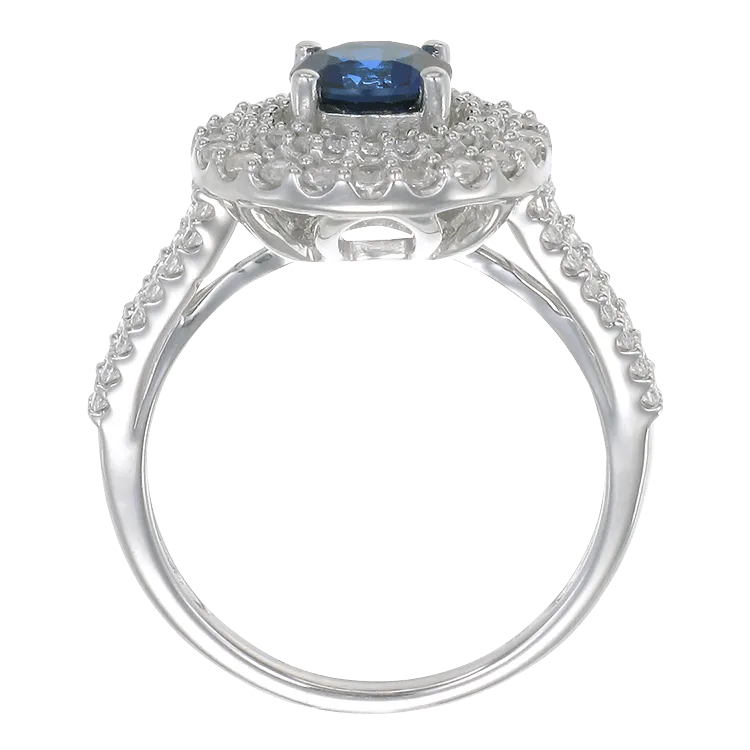 Blue Sapphire Double Halo Ring