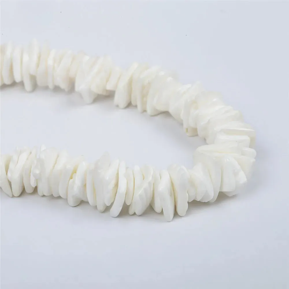 Bohemian Hawaii Puka White Clam Chips Shell Necklace