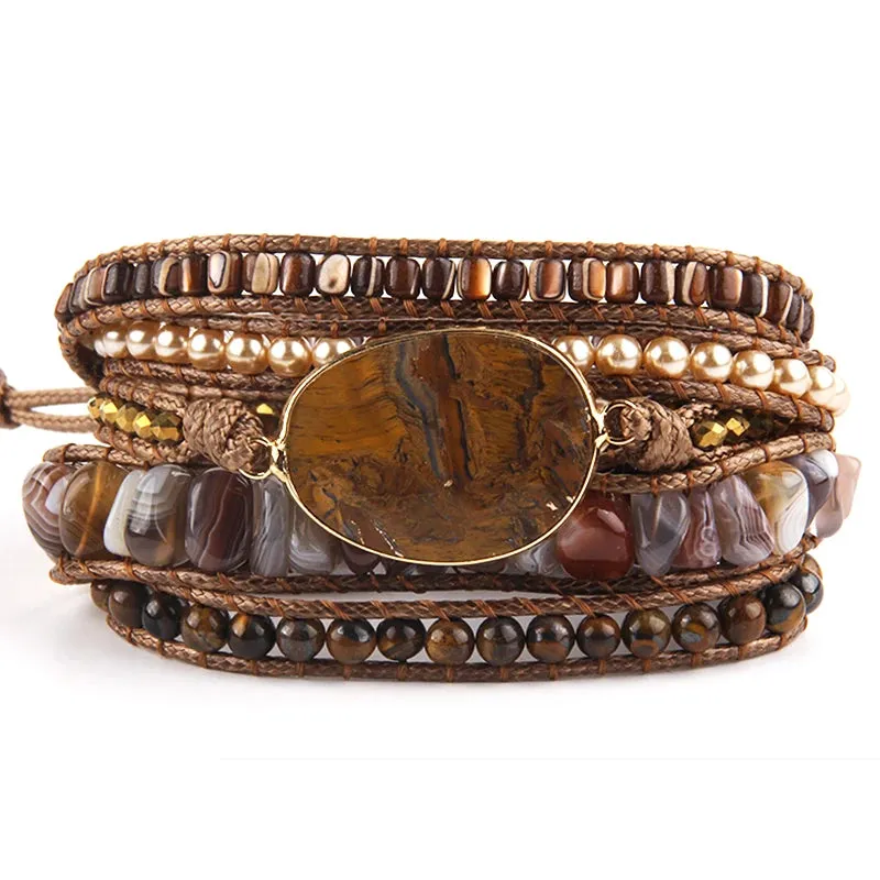 Bohemian Mixed Natural Stone Bracelet - multiple colors