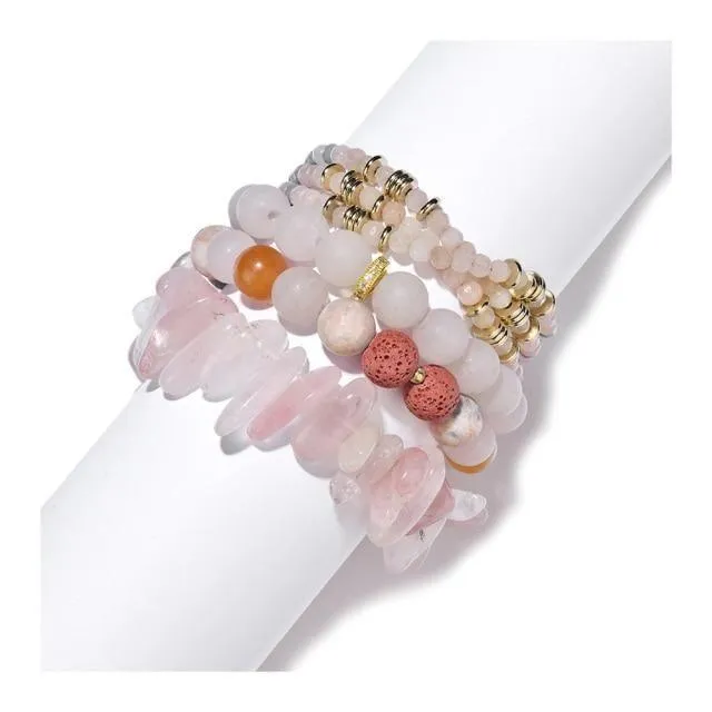 Bracelet Charm Jewelry Set 2021 Fashion Natural Stone Agates Crystal Wood Beads Bracelet